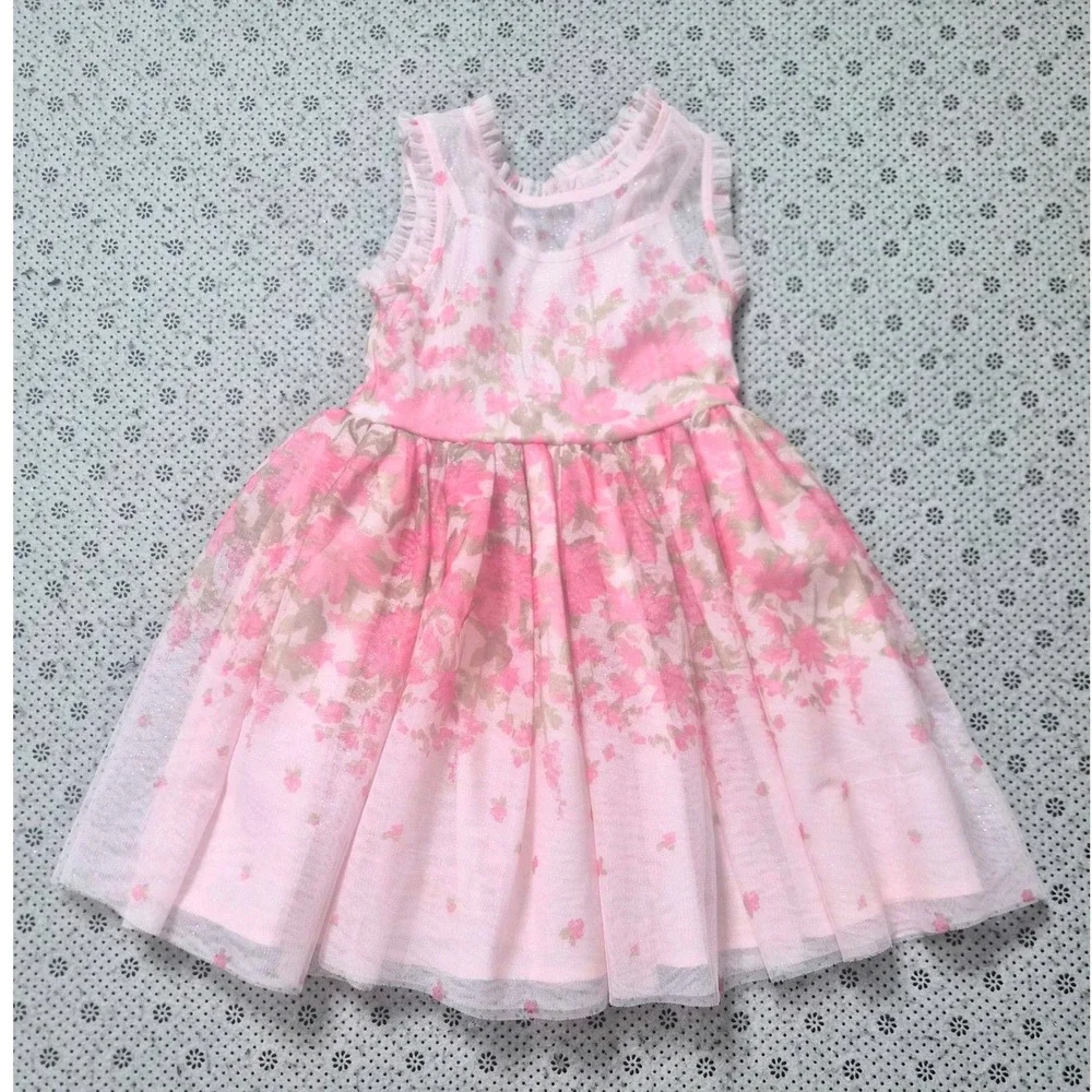 Zenzi Girls Pink Floral Tulle Party Dress Size XS 4/5